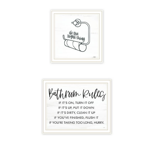 Trendy Decor 4U "Bathroom Rules" Framed Wall Art for Bathroom, Wall Art Print for Home Decor, Bathroom Wall Art by Imperfect Dust