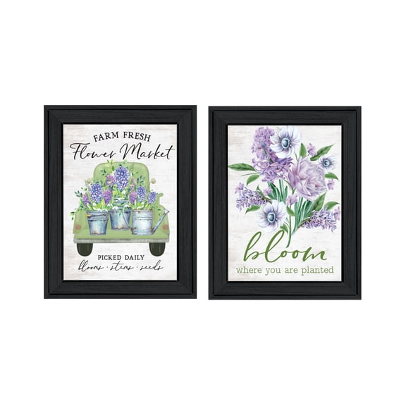 Trendy Decor 4U "Bloom Where You Are Planted" Framed Wall Art for Living Room, Wall Art Print for Home Decor, Bedroom Wall Art by Lettered & Lined