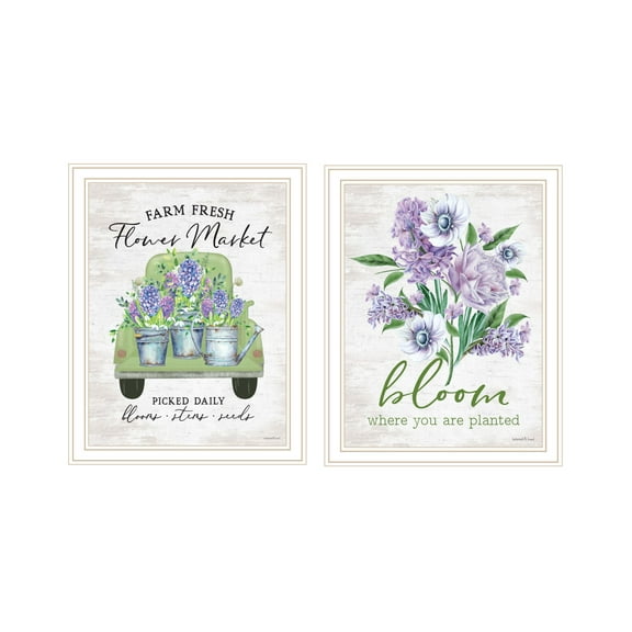 Trendy Decor 4U "Bloom Where You Are Planted" Framed Wall Art for Living Room, Wall Art Print for Home Decor, Bedroom Wall Art by Lettered & Lined