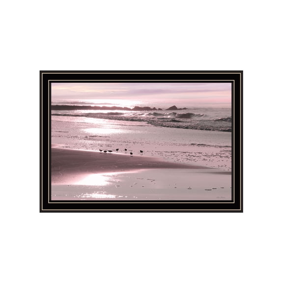 Trendy Decor 4U "Breakfast On The Beach" Framed Wall Art, Modern Home Décor Black Framed Print for Living Room, Bedroom & Farmhouse Wall Decoration by Lori Deiter 20"x14"