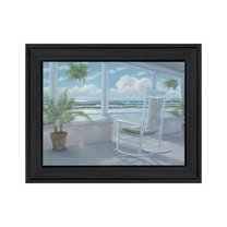 Trendy Decor 4U "Coastal Porch I" Framed Wall Art, Modern Home Décor Black Framed Print for Living Room, Bedroom & Farmhouse Wall Decoration by Georgia Janisse 19"x15"