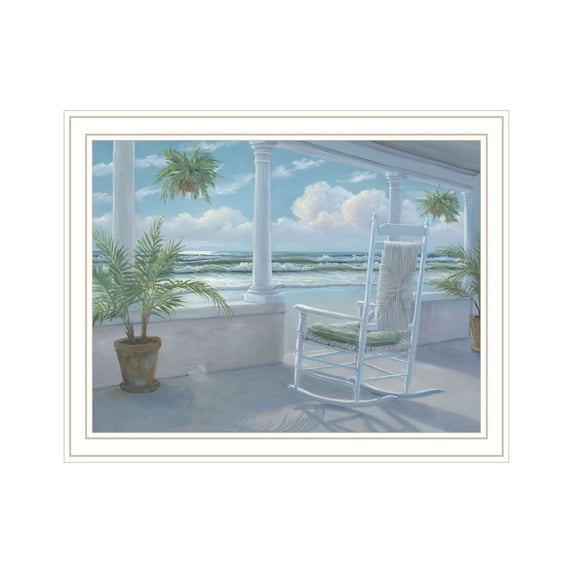 Trendy Decor 4U "Coastal Porch I" Framed Wall Art, Modern Home Décor White Framed Print for Living Room, Bedroom & Farmhouse Wall Decoration by Georgia Janisse 18"x14"