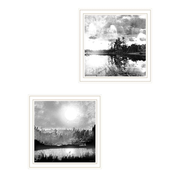 Trendy Decor 4U "Contemporary Lake Scenes" Framed Wall Art for Living Room, Wall Art Print for Home Decor, Bedroom Wall Art by Bluebird Barn