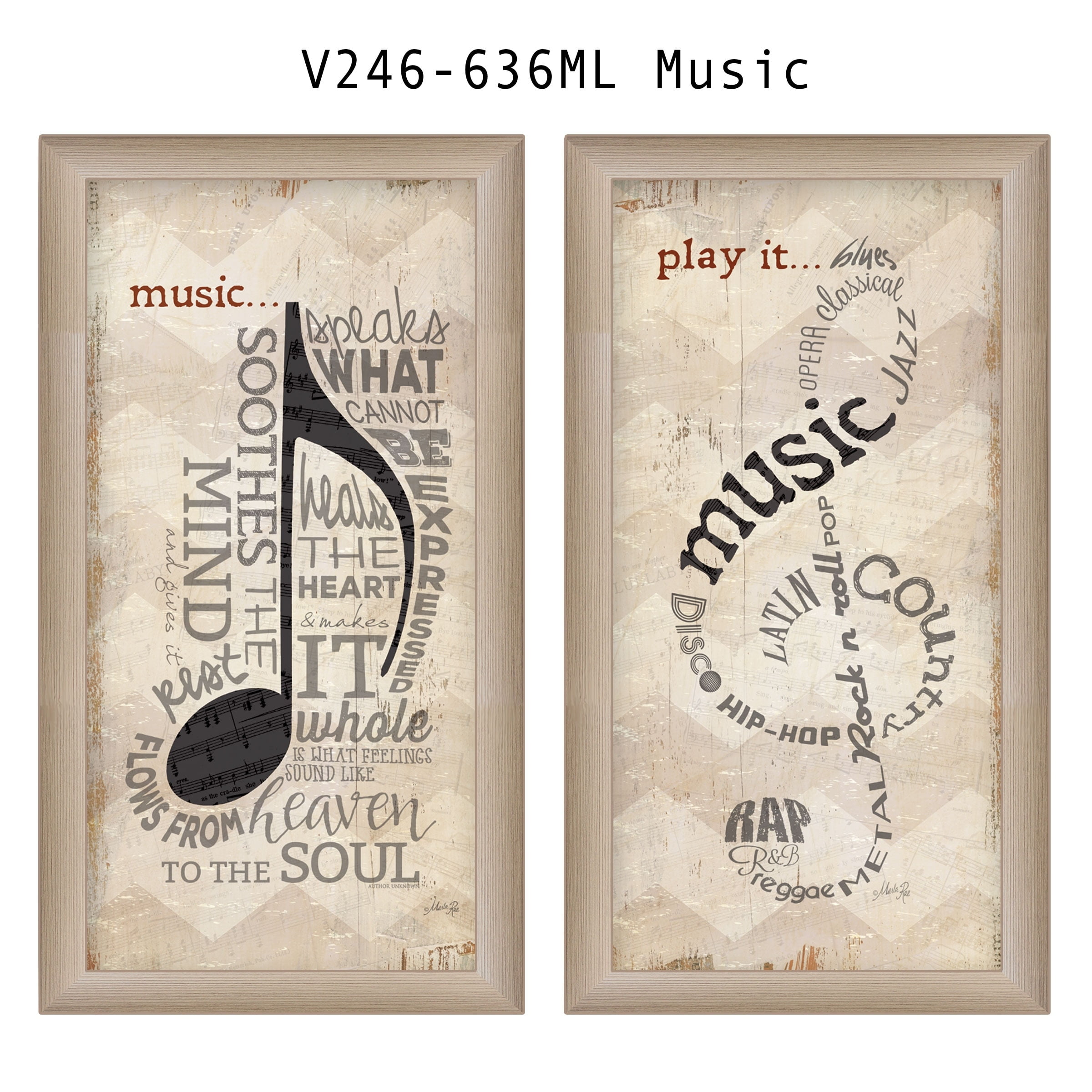 Beige Framed Music Collection Canvas Wall Art Set
