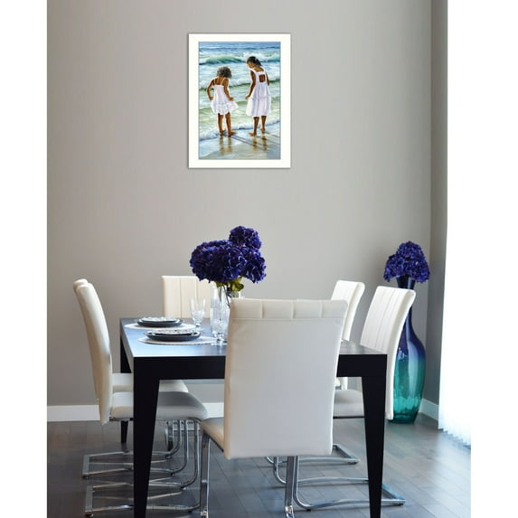 Trendy Decor 4U Contemporary "Two Girls at the Beach" Framed Print Wall Art by Georgia Janisse