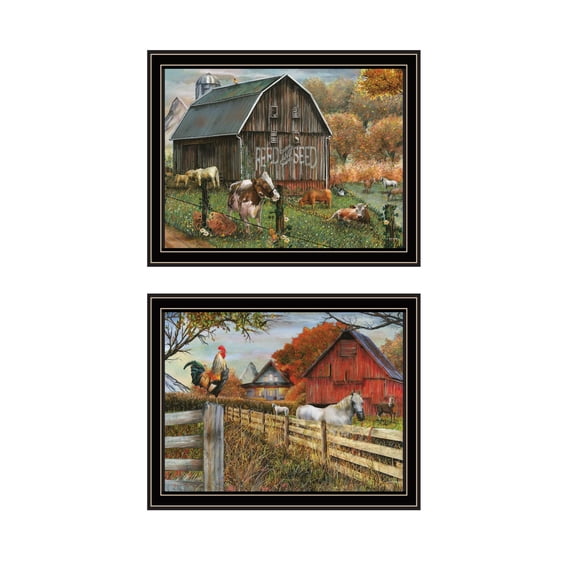 Trendy Decor 4U "Feed & Seed" Framed Wall Art for Living Room, Wall Art Print for Home Decor, Bedroom Wall Art by Ed Wargo