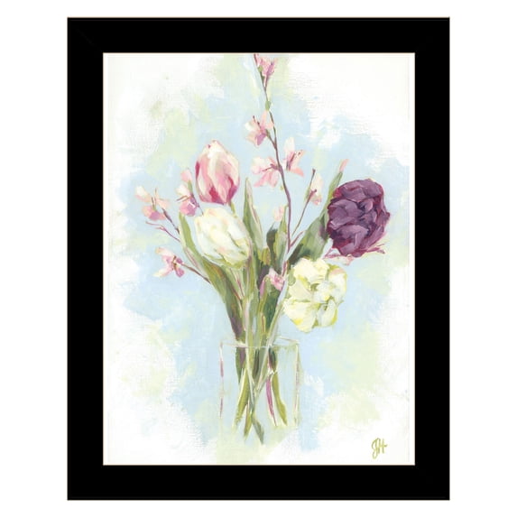 Trendy Decor 4U "Flower Farm Bouquet II" Framed Wall Art, Modern Home Décor Black Framed Print for Living Room, Bedroom & Farmhouse Wall Decoration by Jennifer Holden 14"x18"