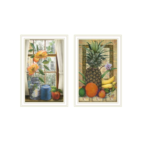 Trendy Decor 4U "Flowers & Fruit" Framed Wall Art for Living Room, Wall Art Print for Home Decor, Bedroom Wall Art by Ed Wargo