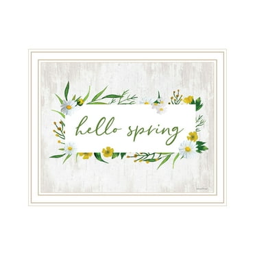 Trendy Decor 4U "Hello Spring" Framed Wall Art-Color:White,Style:FrameType3
