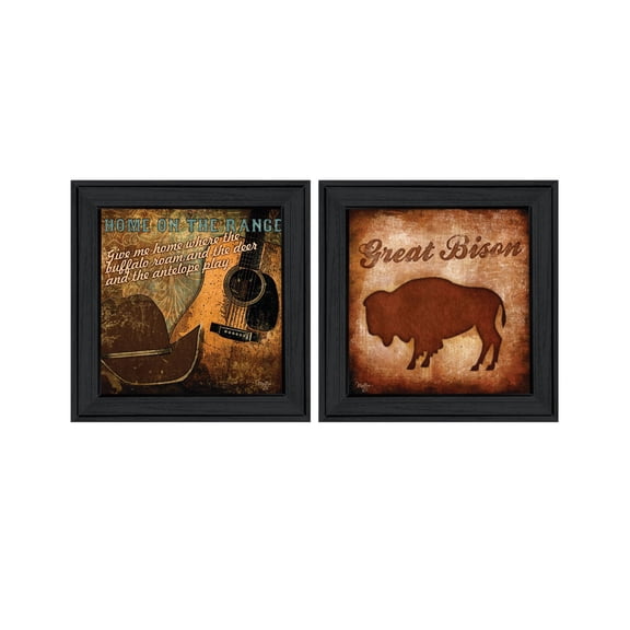 Trendy Decor 4U "Home on the Range-Western" Framed Wall Art for Living Room, Wall Art Print for Home Decor, Bedroom Wall Art by Mollie B.