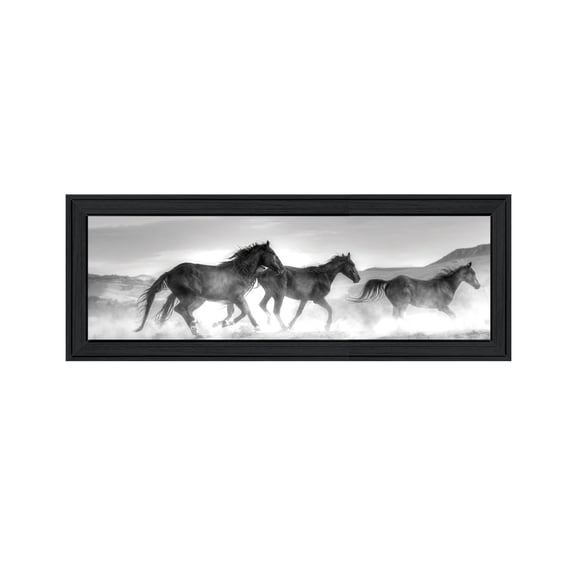 Trendy Decor 4U "Horses Rolling By" Framed Wall Art, Modern Home Décor Black Framed Print for Living Room, Bedroom & Farmhouse Wall Decoration by JG Studios 39"x15"