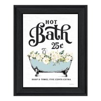 Trendy Decor 4U "Hot Bath" Framed Wall Art, Modern Home Décor Black Framed Print for Living Room, Bedroom & Farmhouse Wall Decoration by Lettered & Lined 15"x19"