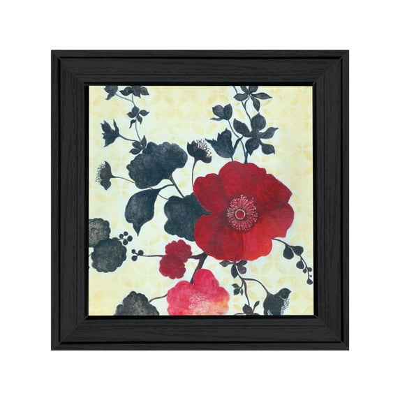 Trendy Decor 4U "Japanese Blossoms II" Framed Wall Art, Modern Home Décor Black Framed Print for Living Room, Bedroom & Farmhouse Wall Decoration by JG Studios 15"x15"
