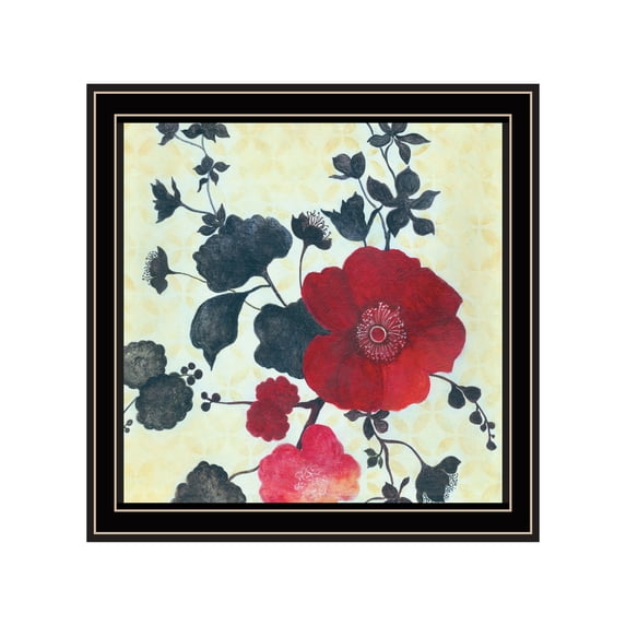 Trendy Decor 4U "Japanese Blossoms II" Framed Wall Art, Modern Home Décor Black Framed Print for Living Room, Bedroom & Farmhouse Wall Decoration by JG Studios 14"x14"