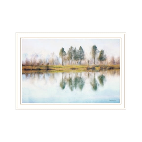 Trendy Decor 4U "Lake Reflections" Framed Wall Art, Modern Home Décor White Framed Print for Living Room, Bedroom & Farmhouse Wall Decoration by Bluebird Barn 20"x14"