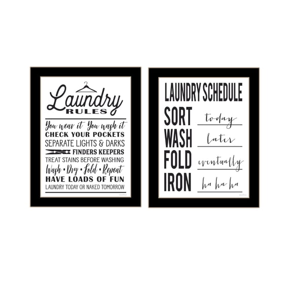 Trendy Decor 4U "Laundry Rules & Schedules" Framed Wall Art for Living Room, Wall Art Print for Home Decor, Bedroom Wall Art by Lettered & Lined