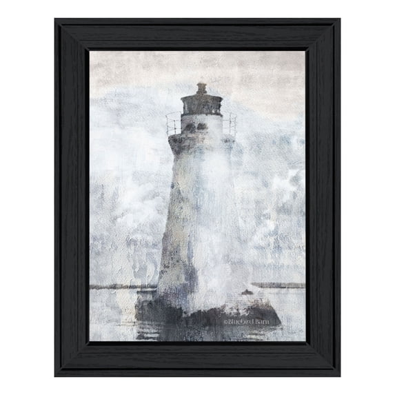 Trendy Decor 4U "Lighthouse" Framed Wall Art, Modern Home Décor Black Framed Print for Living Room, Bedroom & Farmhouse Wall Decoration by Bluebird Barn 19"x15"