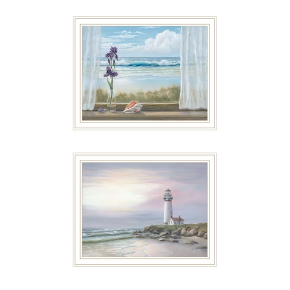 Trendy Decor 4U "Lighthouse at Sunset" Framed Wall Art for Living Room, Wall Art Print for Home Decor, Bedroom Wall Art by Georgia Janisse
