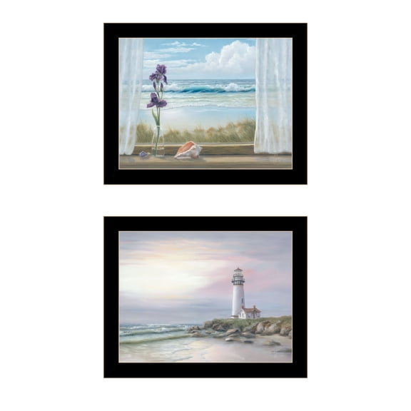 Trendy Decor 4U "Lighthouse at Sunset" Framed Wall Art for Living Room, Wall Art Print for Home Decor, Bedroom Wall Art by Georgia Janisse