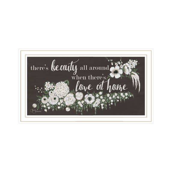 Trendy Decor 4U "Love At Home" Framed Wall Art, Modern Home Décor White Framed Print for Living Room, Bedroom & Farmhouse Wall Decoration by Hollihocks Art 20"x11"