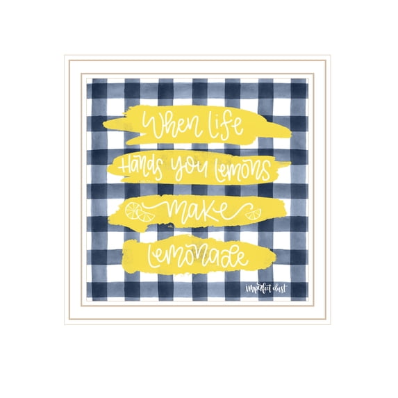 Trendy Decor 4U "Make Lemonade!" Framed Wall Art, Modern Home Décor White Framed Print for Living Room, Bedroom & Farmhouse Wall Decoration by Imperfect Dust, 14"x14"