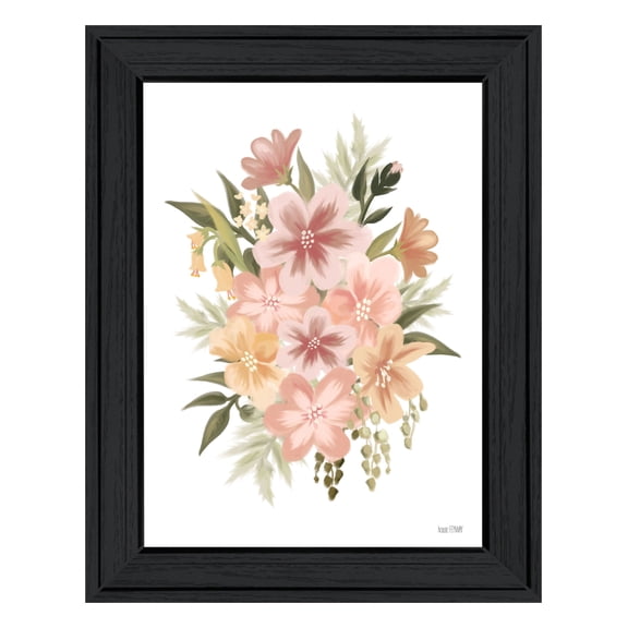 Trendy Decor 4U "Peachy Petals" Framed Wall Art, Modern Home Décor Black Framed Print for Living Room, Bedroom & Farmhouse Wall Decoration by House Fenway 15"x19"
