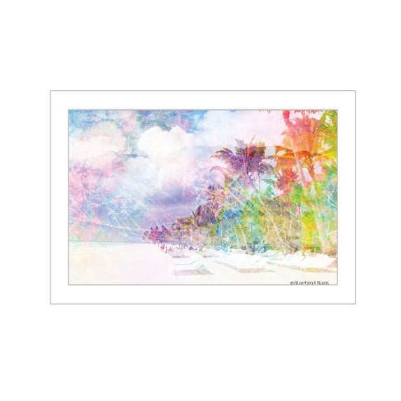 Trendy Decor 4U "Rainbow Colors on the Coast" Framed Wall Art, Modern Home Décor White Framed Print for Living Room, Bedroom & Farmhouse Wall Decoration by Bluebird Barn 20"x14"