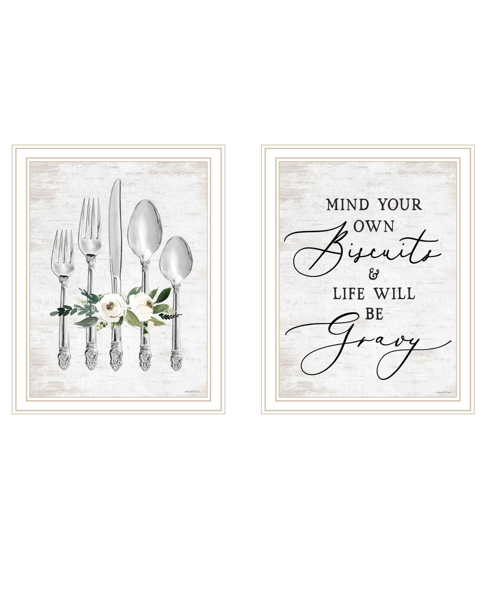 White Framed Ready to Dine Humor Wall Art Set