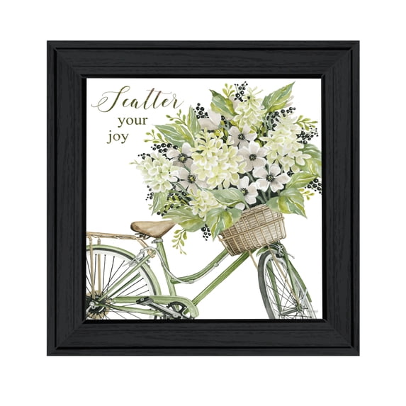 Trendy Decor 4U "SCATTER YOUR JOY WITH FLOWERS" Framed Wall Art, Modern Home Décor Black Framed Print for Living Room, Bedroom & Farmhouse Wall Decoration by Cindy Jacobs 15"x15"