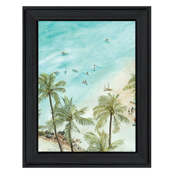 Trendy Decor 4U "SURFING FROM AFAR" Framed Wall Art, Modern Home Décor Black Framed Print for Living Room, Bedroom & Farmhouse Wall Decoration by Cindy Jacobs 15"X19"