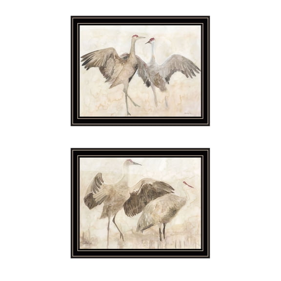Trendy Decor 4U "Sandhill Cranes 1 & II" Framed Wall Art for Living Room, Wall Art Print for Home Decor, Bedroom Wall Art by Stellar Design Studio