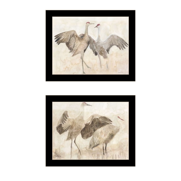 Trendy Decor 4U "Sandhill Cranes 1 & II" Framed Wall Art for Living Room, Wall Art Print for Home Decor, Bedroom Wall Art by Stellar Design Studio