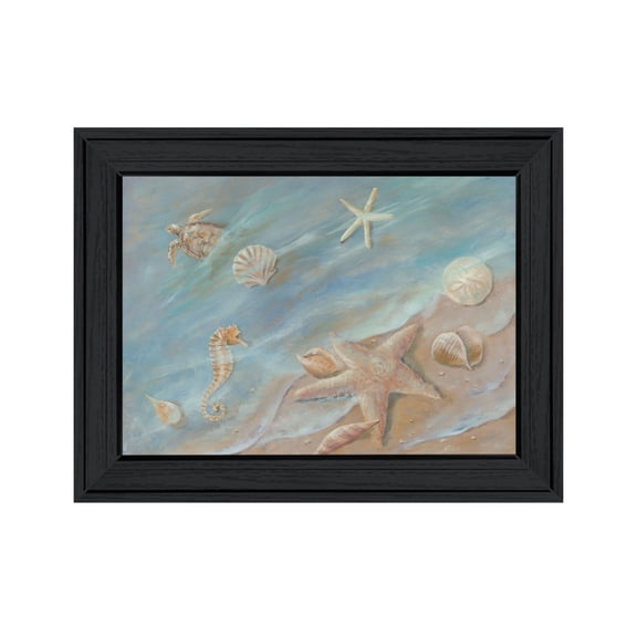 Trendy Decor 4U "Seashore Star I" Framed Wall Art, Modern Home Décor Black Framed Print for Living Room, Bedroom & Farmhouse Wall Decoration by Pam Britton 19"x15"