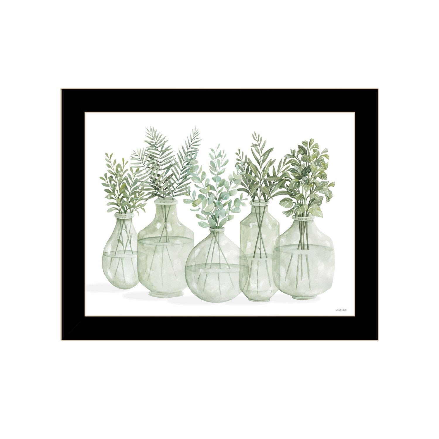 Simply Sage I Black Framed Botanical Print Wall Art