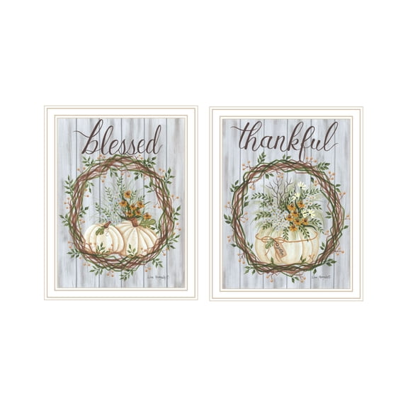 Trendy Decor 4U "Thankful and Blessed for the Fall" Framed Wall Art for Living Room, Wall Art Print for Home Decor, Bedroom Wall Art by Lisa Kennedy
