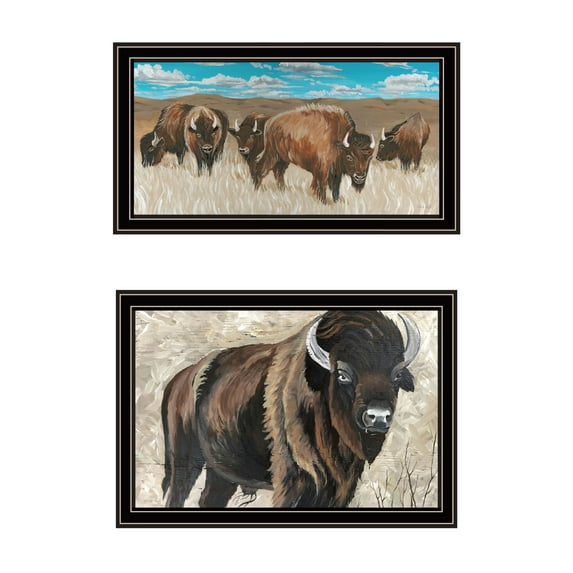 Trendy Decor 4U "The Boss of the Bison Herd" Framed Wall Art for Living Room, Wall Art Print for Home Decor, Bedroom Wall Art by Cindy Jacobs