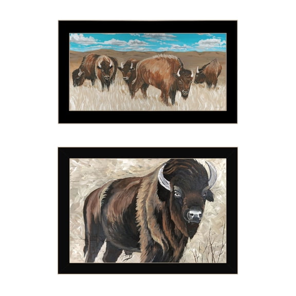 Trendy Decor 4U "The Boss of the Bison Herd" Framed Wall Art for Living Room, Wall Art Print for Home Decor, Bedroom Wall Art by Cindy Jacobs