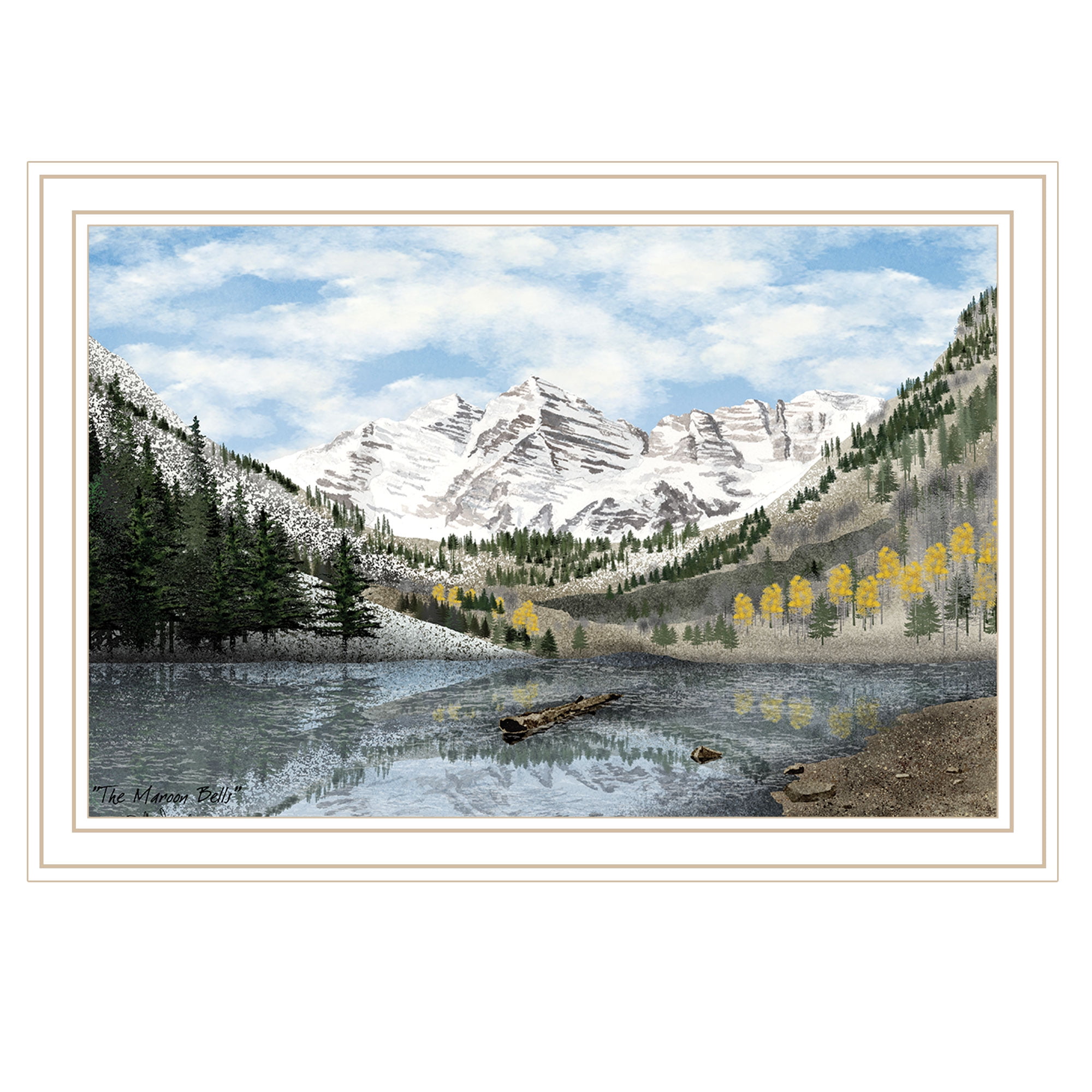 Maroon Bells White Framed Landscape Print Wall Art