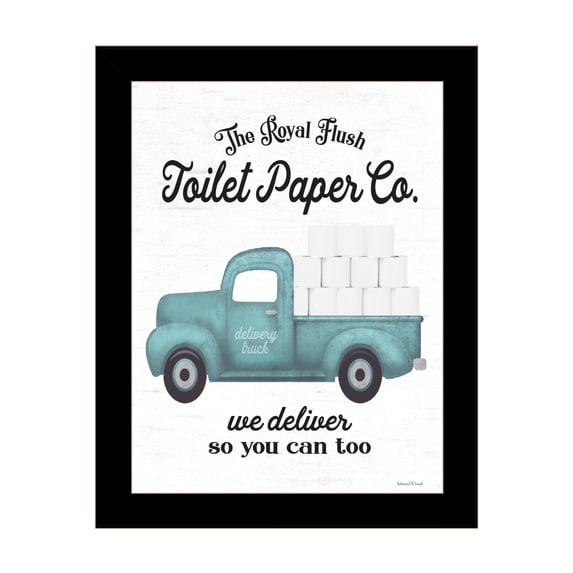 Trendy Decor 4U "Toilet Paper Co." Framed Wall Art, Modern Home Décor Black Framed Print for Living Room, Bedroom & Farmhouse Wall Decoration by Lettered & Lined 14"x18"