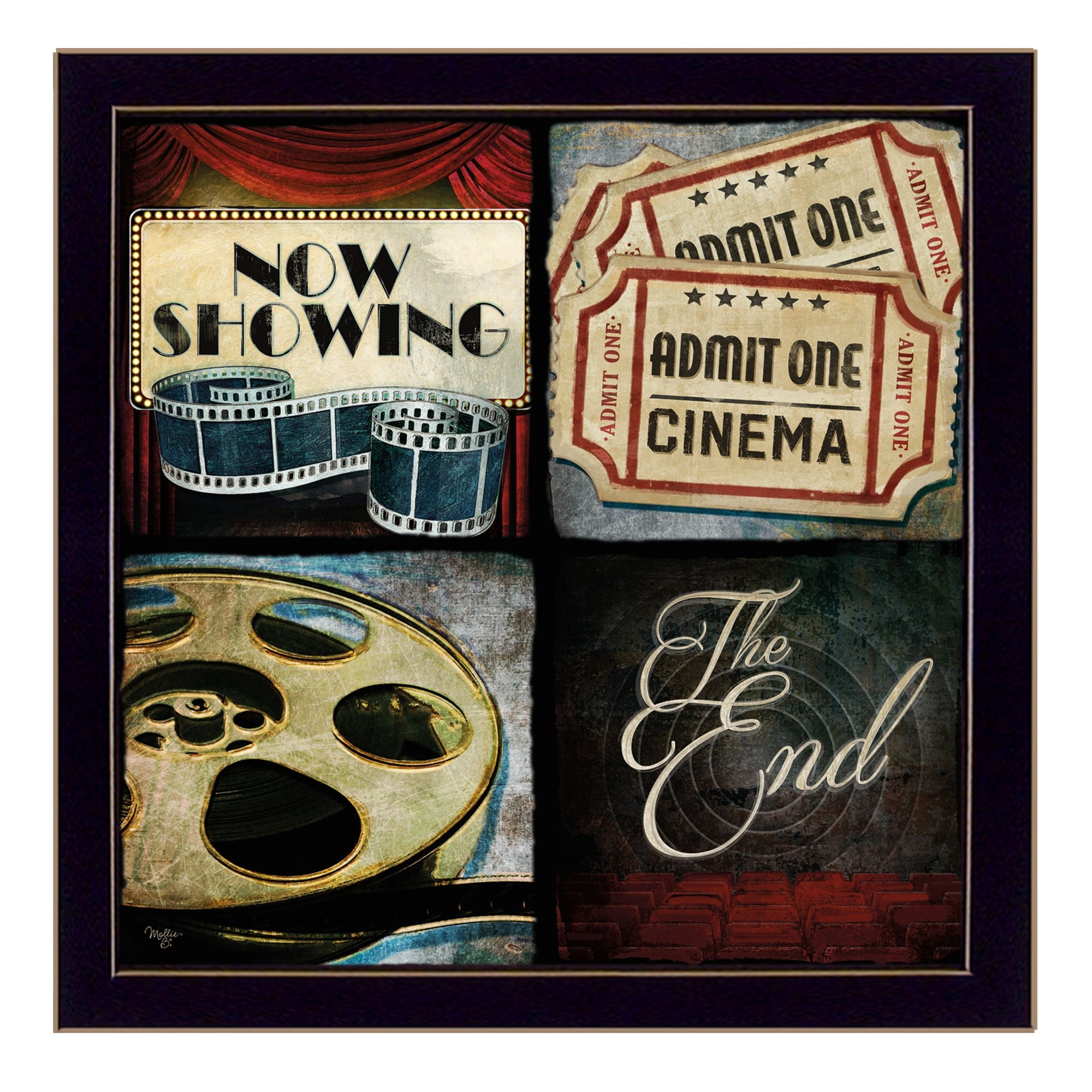 Vintage Theater Scene Framed Canvas Wall Art, 14" x 14"