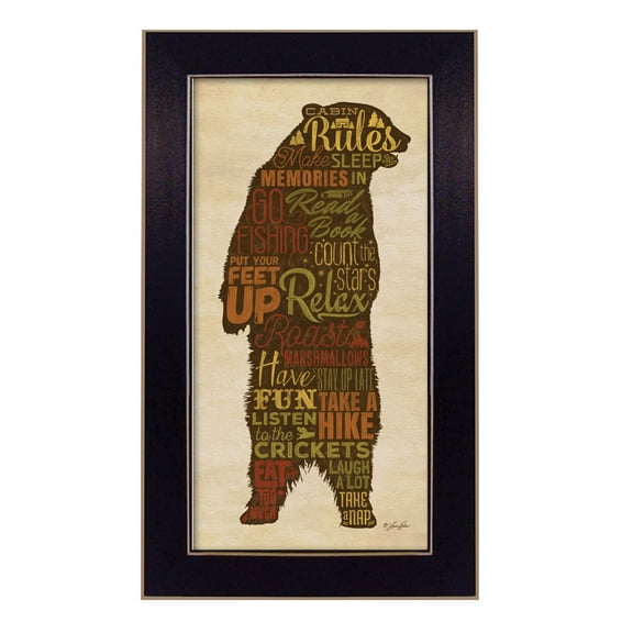 Cabin rules By Lauren Rader Printed Framed Wall Art Wood Multi-Color