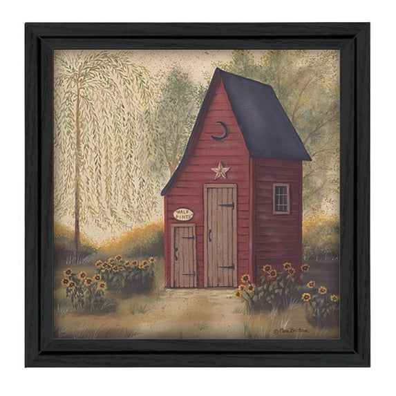 "Folk Art Outhouse" By Pam Britton Ready To Hang Printed Wall Art, Black Frame
