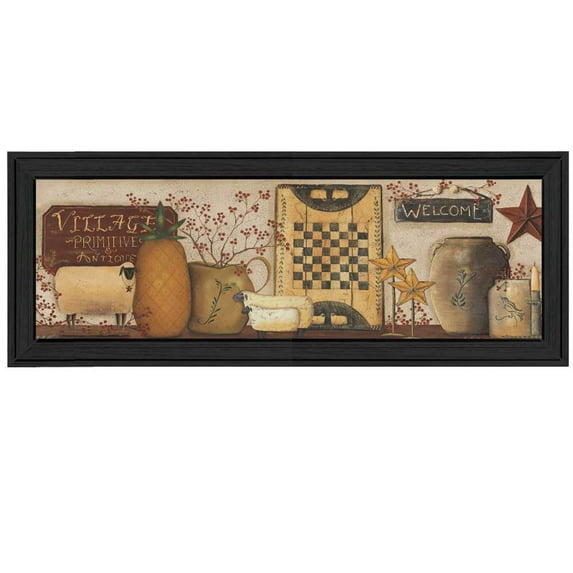 "Village Welcome" By Pam Britton, Printed Wall Art, Ready To Hang, Black Frame