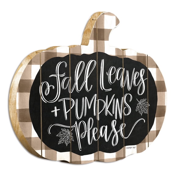Fall Leaves and Pumpkins Please By Imperfect Dust on Wood Pumpkin Wall Art Tan