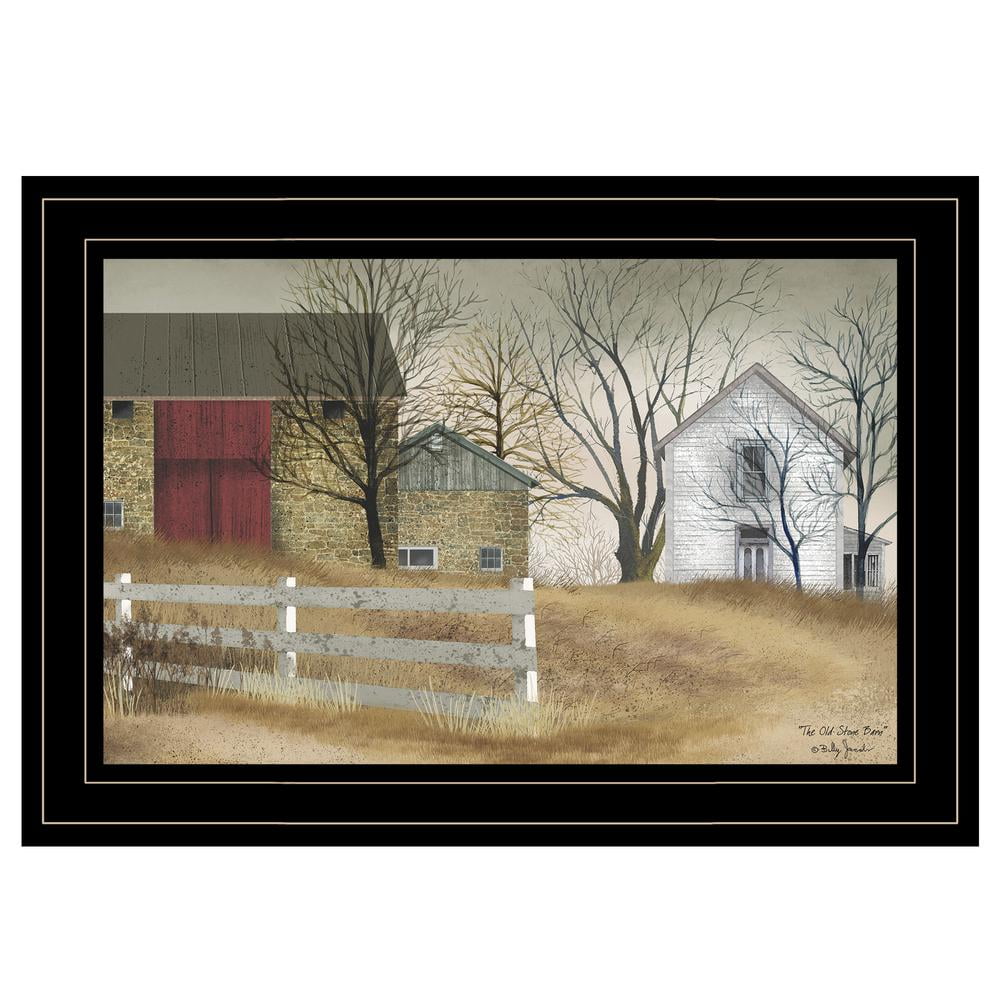 The Old Stone Barn Framed Print with Black Frame, 15" x 11"