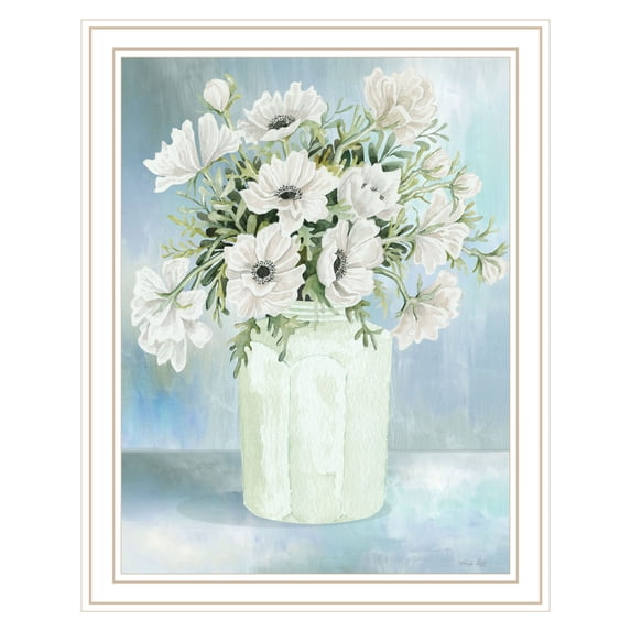Trendy Decor 4U "WHITE BLOOMS II" Framed Wall Art, Modern Home Décor White Framed Print for Living Room, Bedroom & Farmhouse Wall Decoration by Cindy Jacobs 14"x18"
