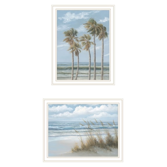 Trendy Decor 4U "Winds of the ocean blowing the Palm Trees and Sea Oats" Framed Wall Art for Living Room, Wall Art Print for Home Decor, Bedroom Wall Art by Georgia Janisse