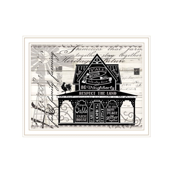 Trendy Decor 4U "Y'ALL BLESSED FARMHOUSE" Framed Wall Art, Modern Home Décor White Framed Print for Living Room, Bedroom & Farmhouse Wall Decoration by Cindy Jacobs 18"x14"