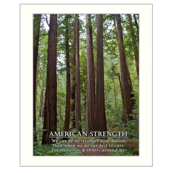 Trendy Decor4U "American Strength" By Trendy Decor4U, Printed Wall Art, Ready To Hang Framed Poster, White Frame - Finish:Black,Size:18"L x 1.5"W x 14"H-Finish:Multi/White,Size:18"L x 1.5"W x 14"H
