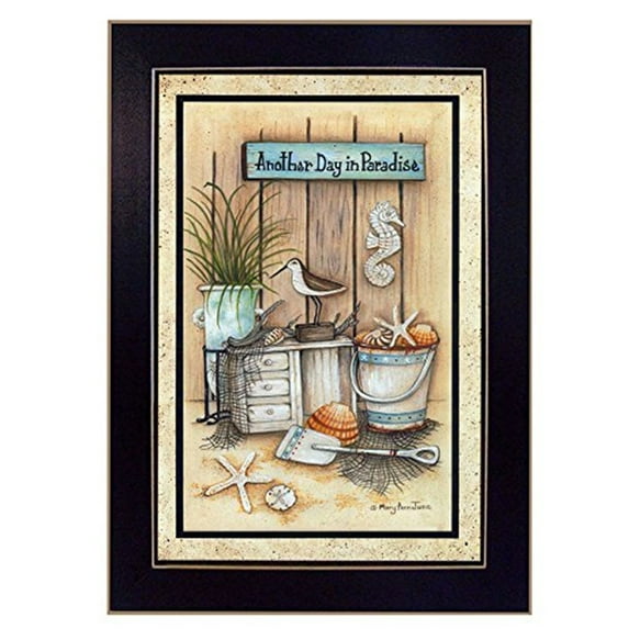 Trendy Decor4U "Another Day in Paradise" By Mary June, Printed Wall Art, Ready To Hang Framed Poster, Black Frame